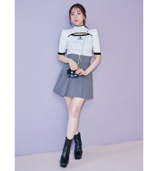 MERCURYDUO「【MARY QUANTコラボ】バイカラーカットアウトリブニット」|ニット・セーター|