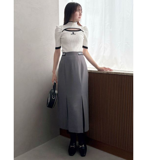 MERCURYDUO「【MARY QUANTコラボ】バイカラーカットアウトリブニット」|ニット・セーター|