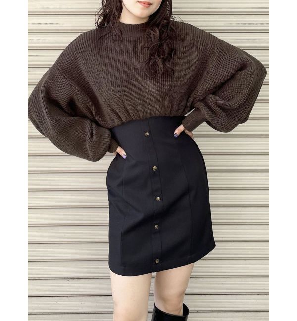 MURUA「オーバーニットドッキングミニワンピース」|ワンピース|カーキ