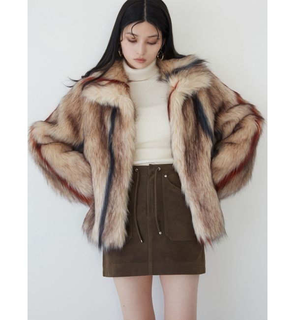 MURUA「フェイクファーラインジャガードコート」|その他|