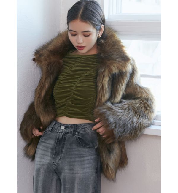 MURUA「フェイクファーラインジャガードコート」|その他|