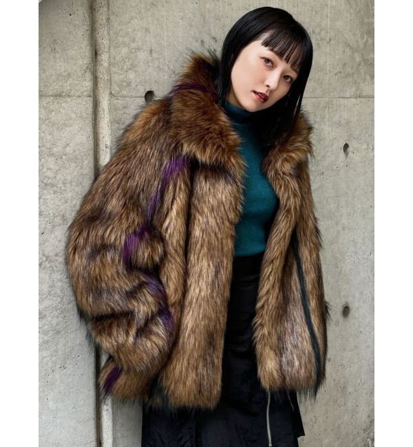 MURUA「フェイクファーラインジャガードコート」|その他|