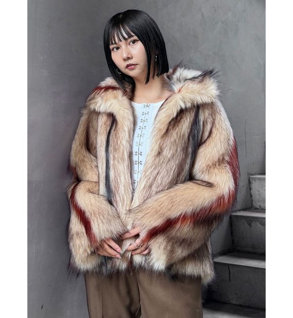 MURUA「フェイクファーラインジャガードコート」|その他|