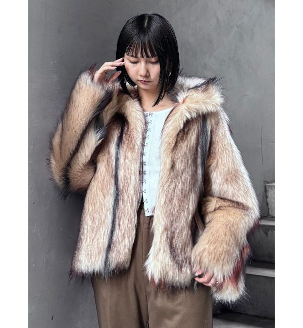 MURUA「フェイクファーラインジャガードコート」|その他|