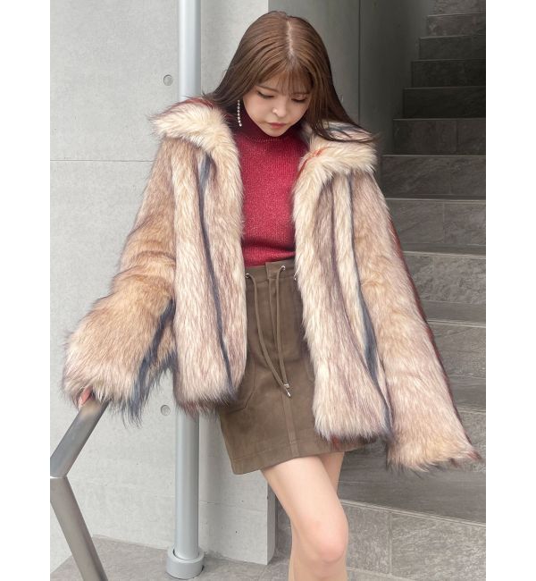 MURUA「フェイクファーラインジャガードコート」|その他|