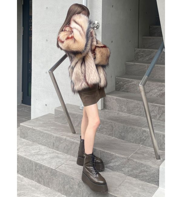 MURUA「フェイクファーラインジャガードコート」|その他|