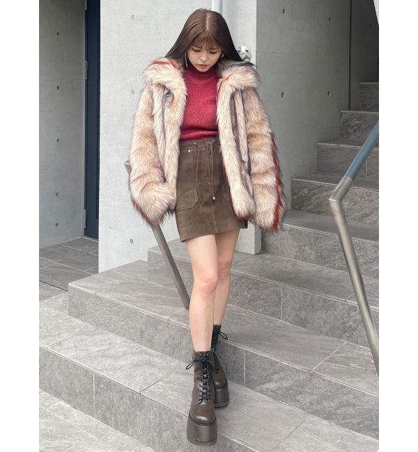 MURUA「フェイクファーラインジャガードコート」|その他|