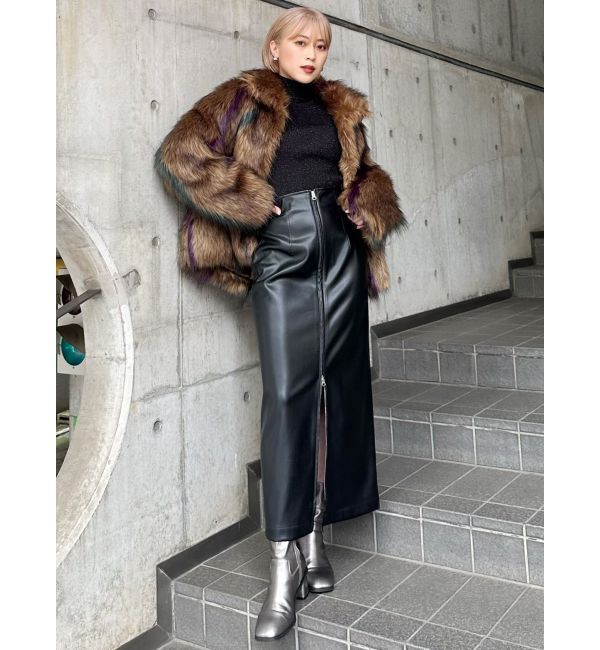 MURUA「フェイクファーラインジャガードコート」|その他|