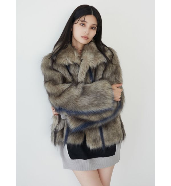 MURUA「フェイクファーラインジャガードコート」|その他|