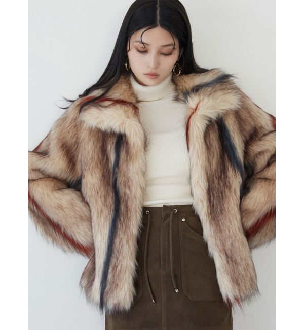 MURUA「フェイクファーラインジャガードコート」|その他|ライトミックス