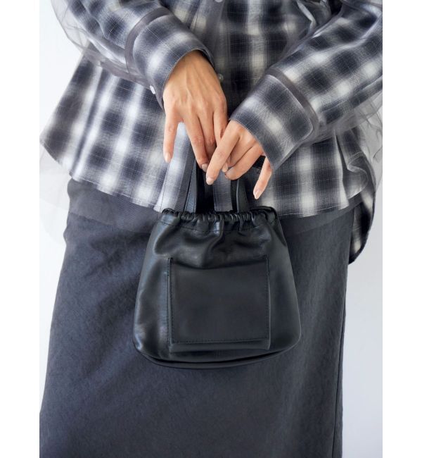 Ungrid「ポケットデザイン巾着レザーバッグ」|ショルダー・メッセンジャー|