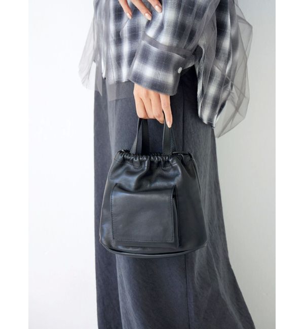 Ungrid「ポケットデザイン巾着レザーバッグ」|ショルダー・メッセンジャー|