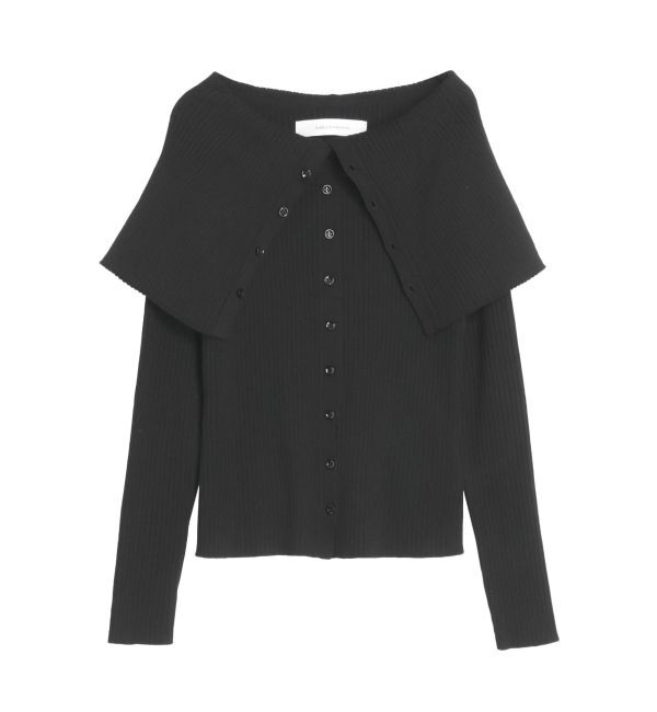 LAGUNAMOON「ビックカラーリブニットプルオーバー」|ニット・セーター|ブラック