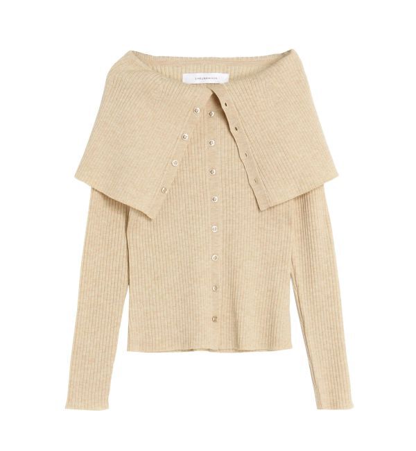 LAGUNAMOON「ビックカラーリブニットプルオーバー」|ニット・セーター|ベージュ