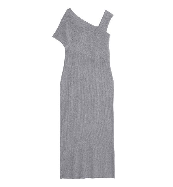 LAGUNAMOON「アシンメトリーラメブレンドニットワンピース」|ワンピース|グレー