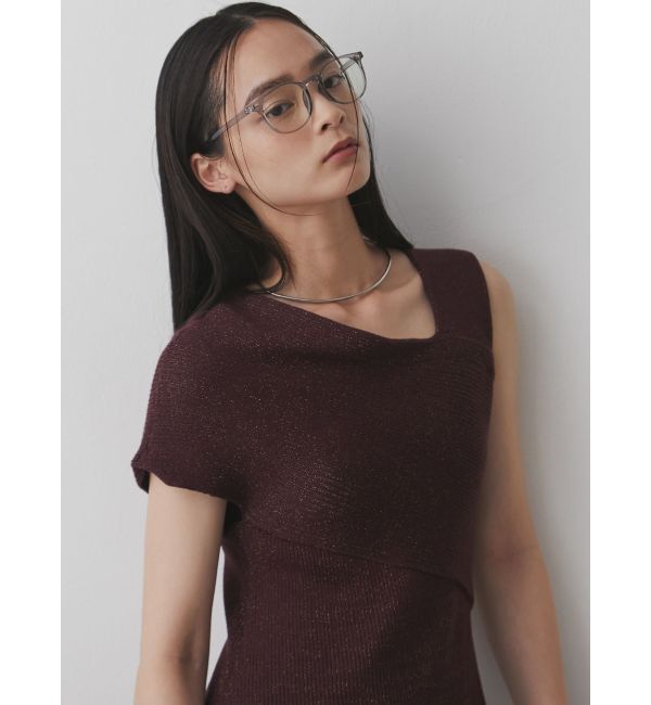 LAGUNAMOON「アシンメトリーラメブレンドニットワンピース」|ワンピース|