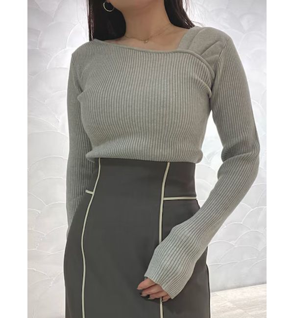 LAGUNAMOON「アシンメトリータックニットプルオーバー」|ニット・セーター|