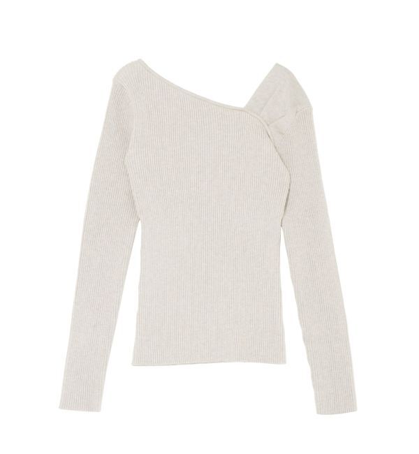 LAGUNAMOON「アシンメトリータックニットプルオーバー」|ニット・セーター|ライトグレー