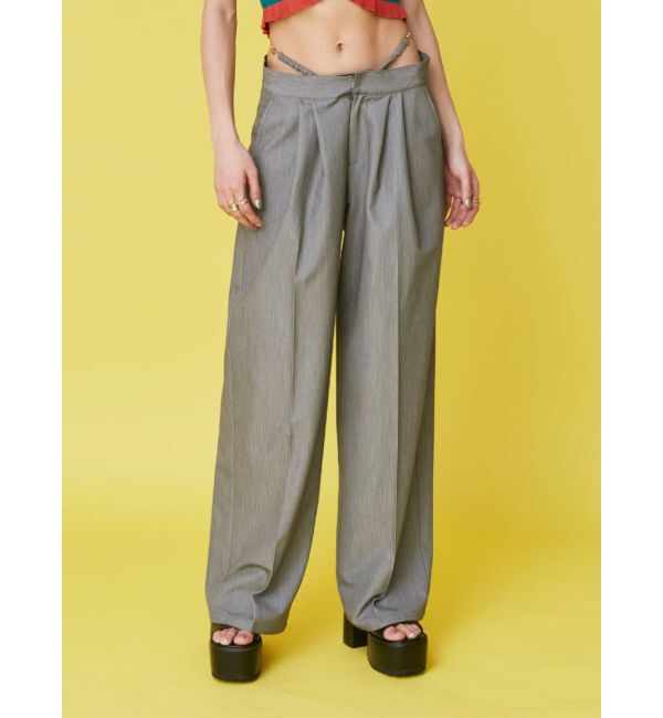 EVRIS「ウエストチェーンワイドパンツ」|その他|グレー