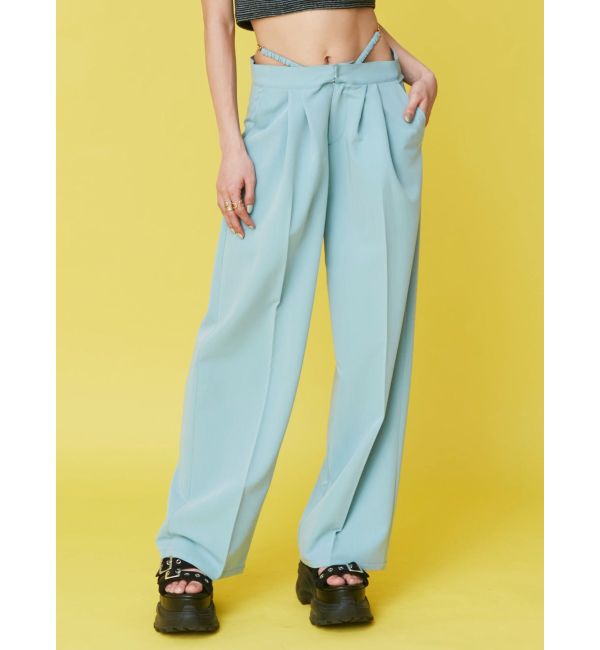 EVRIS「ウエストチェーンワイドパンツ」|その他|ブルー