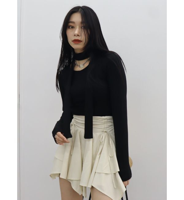 EVRIS「チョーカーリボン付リブトップス」|Tシャツ・カットソー|