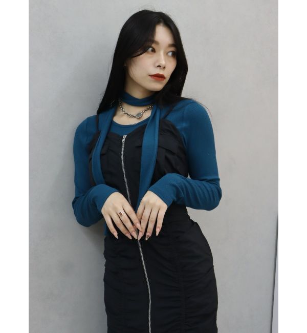 EVRIS「チョーカーリボン付リブトップス」|Tシャツ・カットソー|