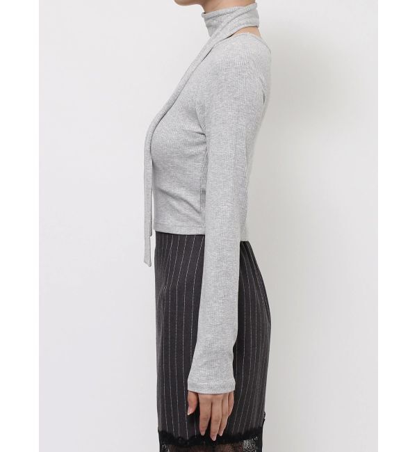 EVRIS「チョーカーリボン付リブトップス」|Tシャツ・カットソー|