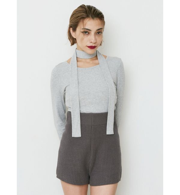 EVRIS「チョーカーリボン付リブトップス」|Tシャツ・カットソー|