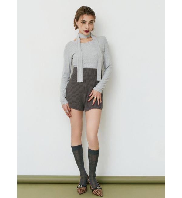 EVRIS「チョーカーリボン付リブトップス」|Tシャツ・カットソー|