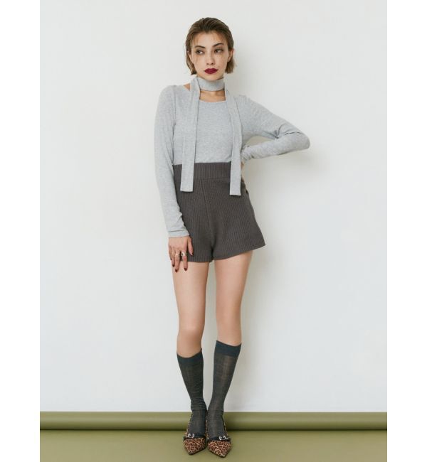 EVRIS「チョーカーリボン付リブトップス」|Tシャツ・カットソー|