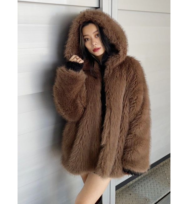 EVRIS「フェイクファーフーディコート」|その他|