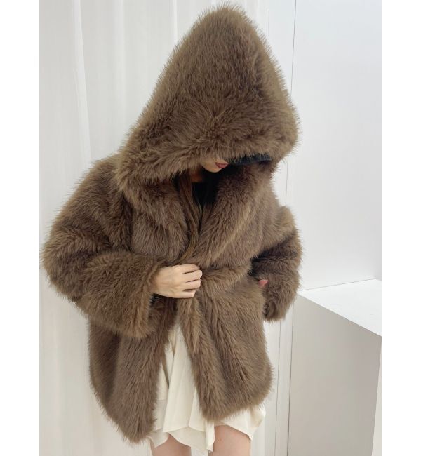 EVRIS「フェイクファーフーディコート」|その他|