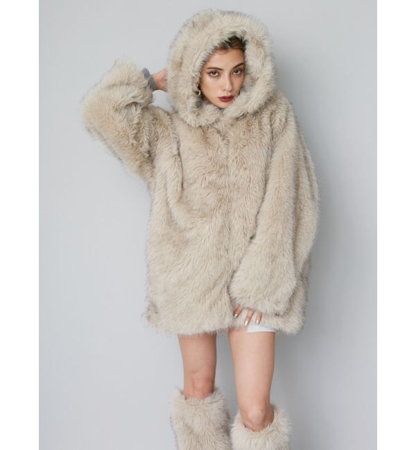 EVRIS「フェイクファーフーディコート」|その他|