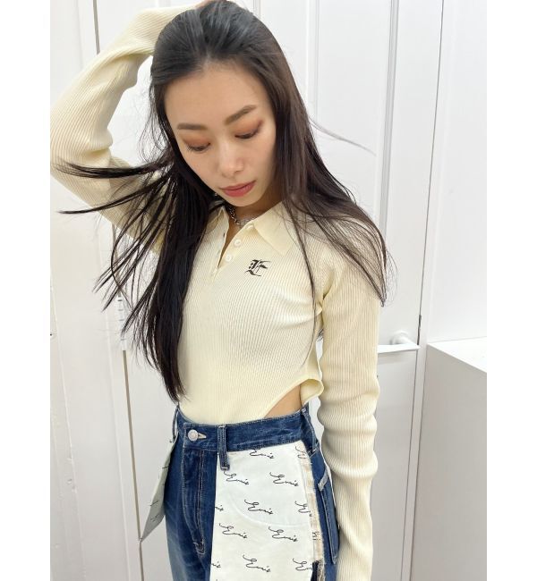 EVRIS「ロゴリブニットボディースーツ」|ニット・セーター|