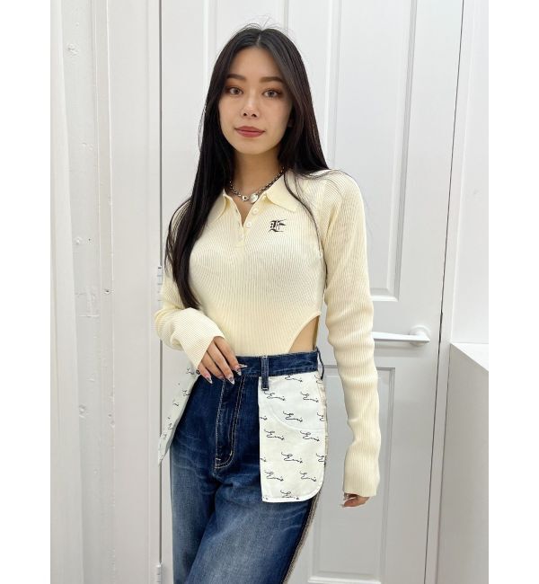 EVRIS「ロゴリブニットボディースーツ」|ニット・セーター|