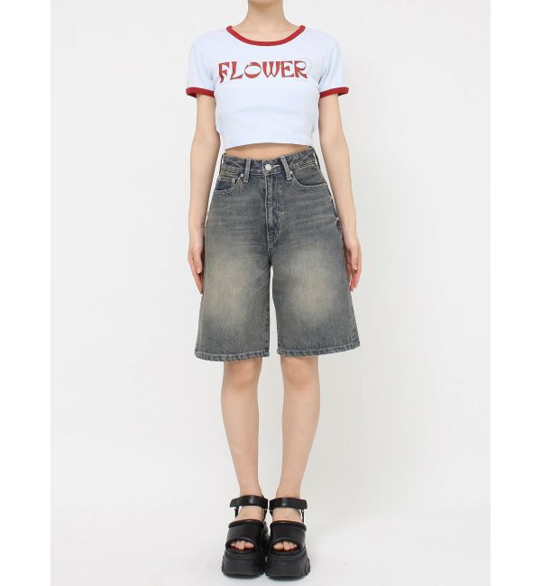 EVRIS「FLOWERストラップクロップドＴシャツ」|Tシャツ・カットソー|