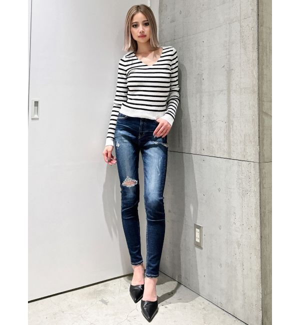 GYDA「Vネックリブニットトップス」|ニット・セーター|