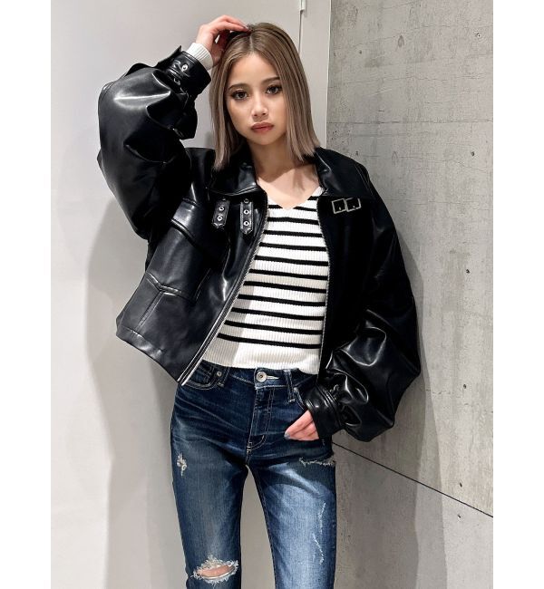 GYDA「Vネックリブニットトップス」|ニット・セーター|