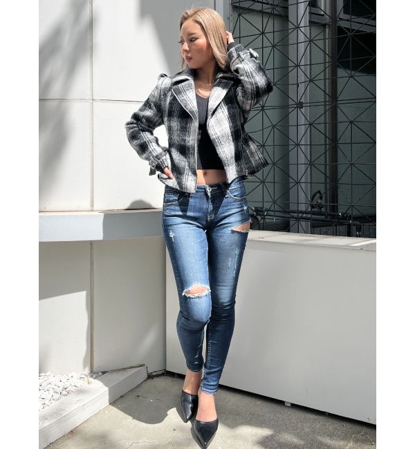 GYDA「Vネックリブニットトップス」|ニット・セーター|