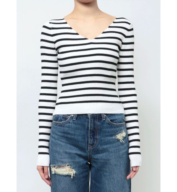 GYDA「Vネックリブニットトップス」|ニット・セーター|