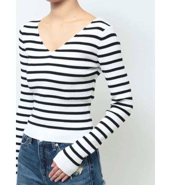 GYDA「Vネックリブニットトップス」|ニット・セーター|