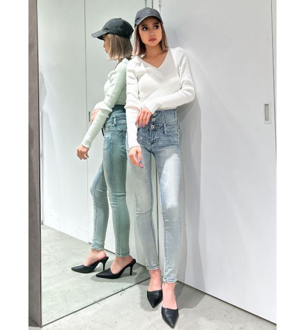 GYDA「Vネックリブニットトップス」|ニット・セーター|