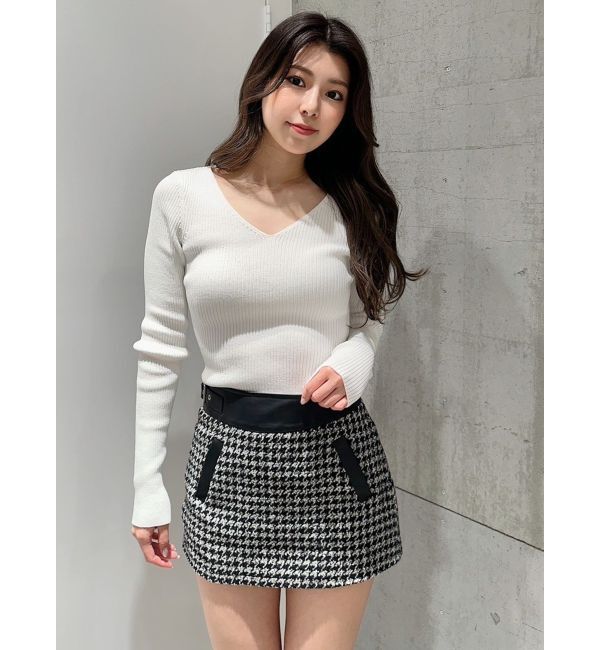 GYDA「Vネックリブニットトップス」|ニット・セーター|