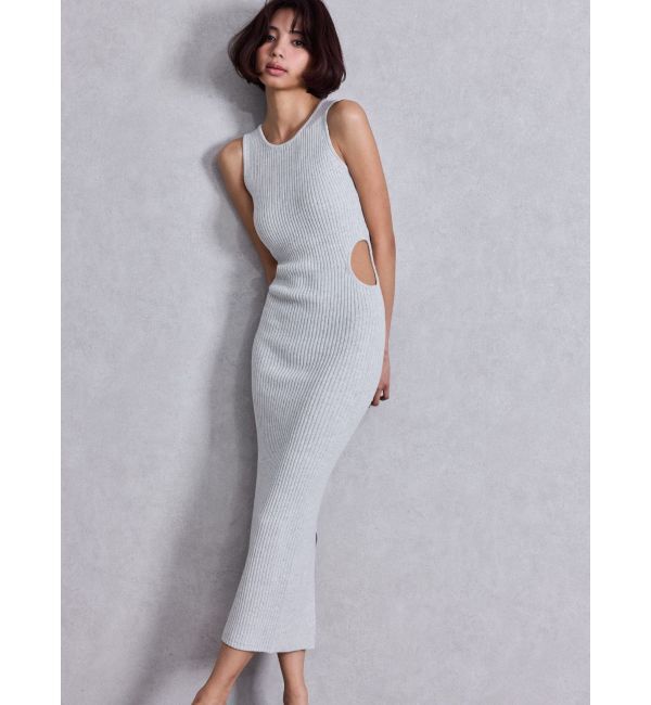 GYDA「SIDE OPENロングニットワンピース」|ワンピース|ライトグレー