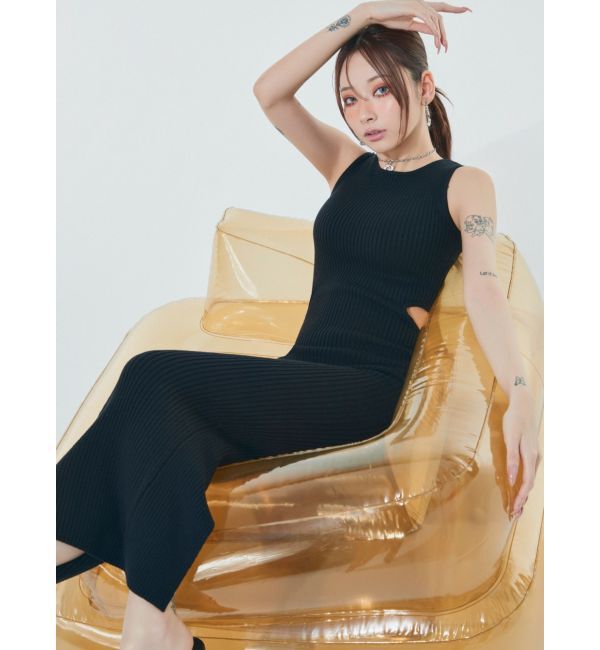 GYDA「SIDE OPENロングニットワンピース」|ワンピース|