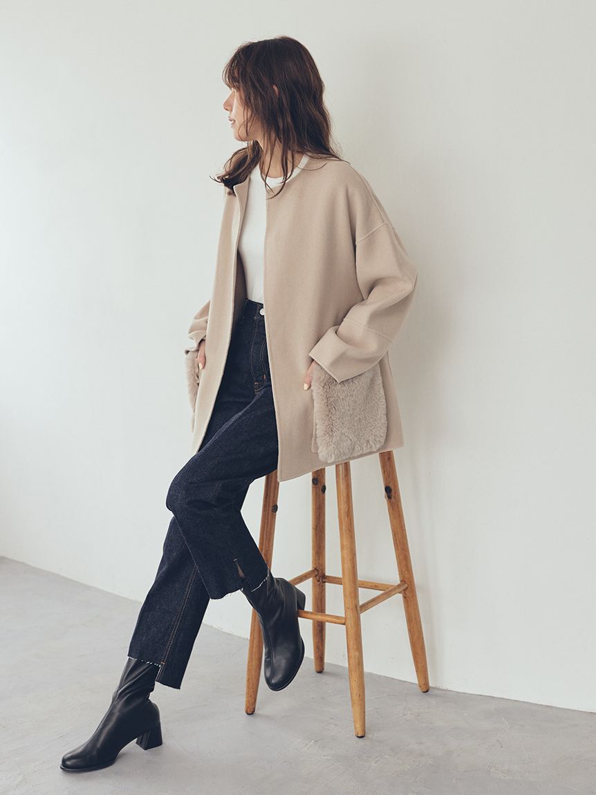 24AW✨ミラオーウェン　Mila Owen ファーポケットリバーコート 2026年最新】Mila Owen ミラオーウェン 2wayファーポケットリバー