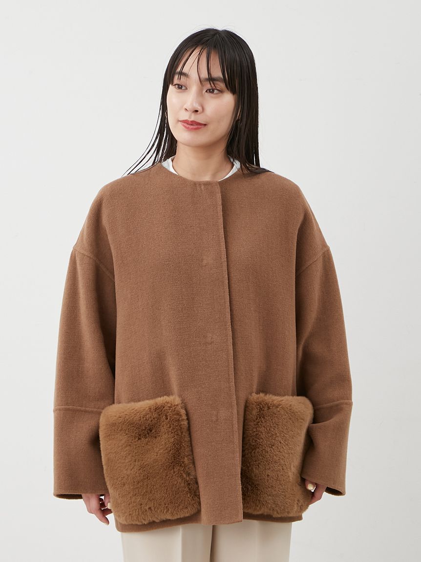 美品　24AW ミラオーウェン　2wayリバーコート　ポケットファー WEB限定カラー】2wayファーポケットリバーコート（Mila Owen）｜ルミネ
