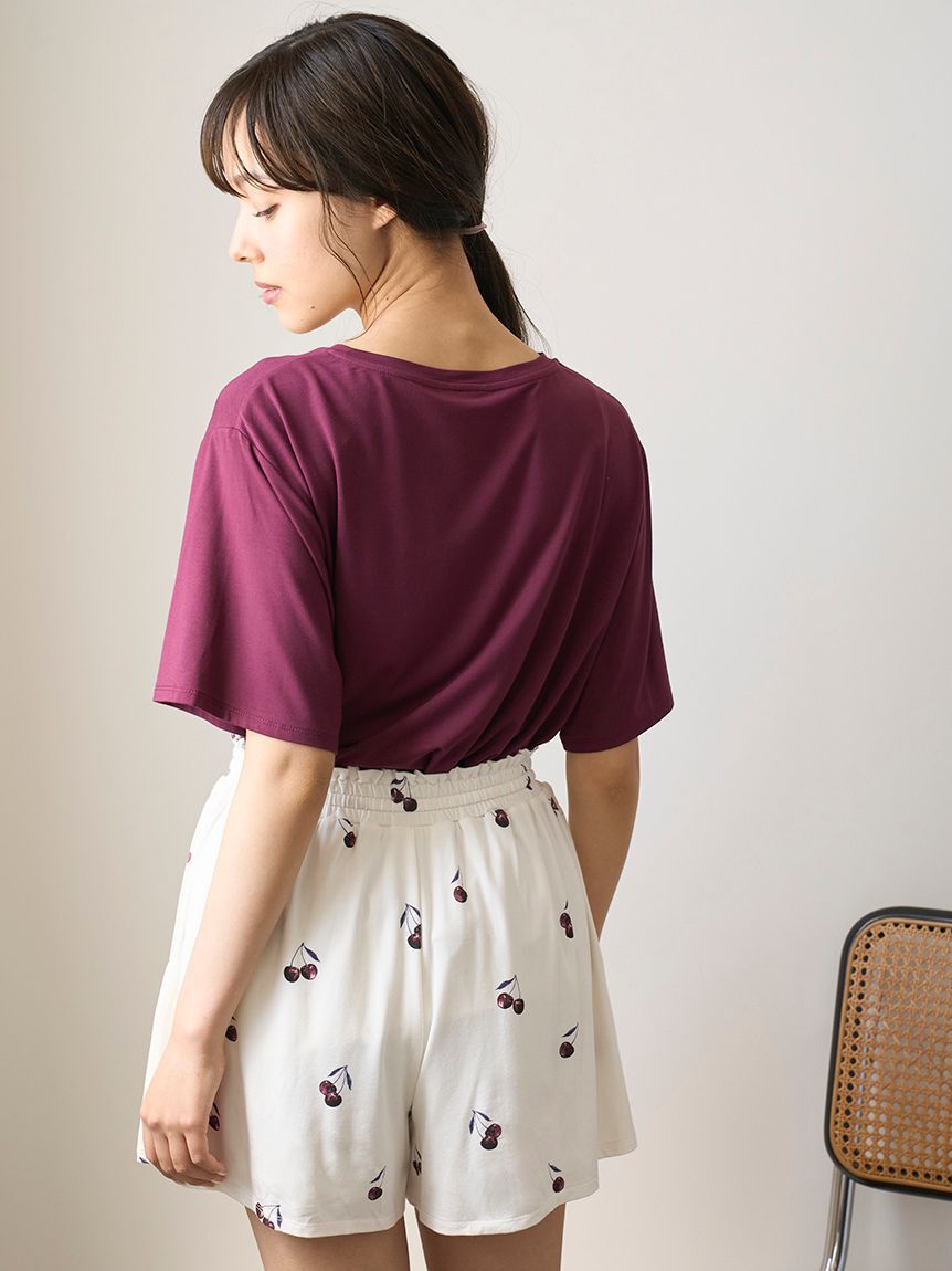 gelato pique「【ONLINE限定】ルージュチェリーレーヨンロゴTシャツ＆ショートパンツセット」|ルームウェア|