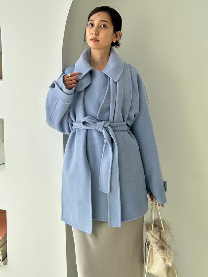 SNIDEL「【HIGH QUALITY】スカーフ付きウールミドルコート」|チェスターコート|