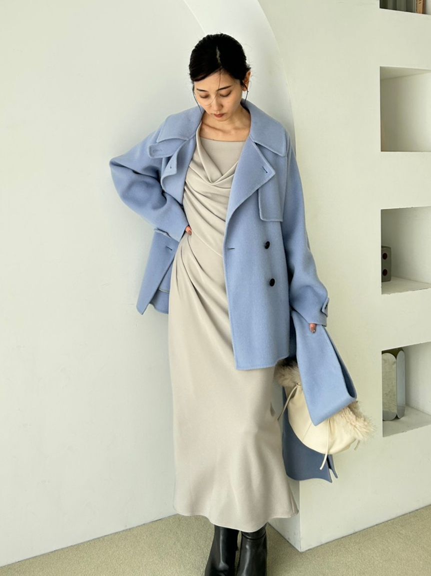 SNIDEL「【HIGH QUALITY】スカーフ付きウールミドルコート」|チェスターコート|